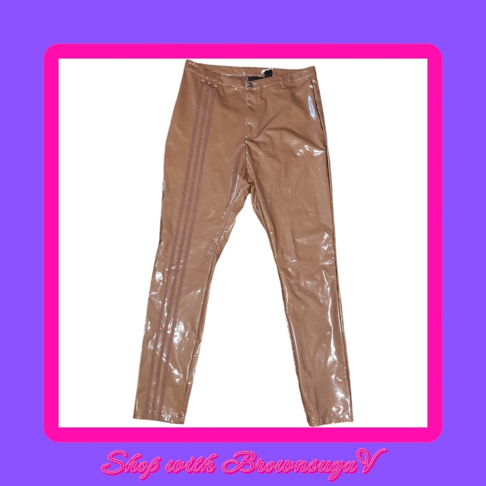 Adidas X Ivy Park Latex Pants In Wild Brown